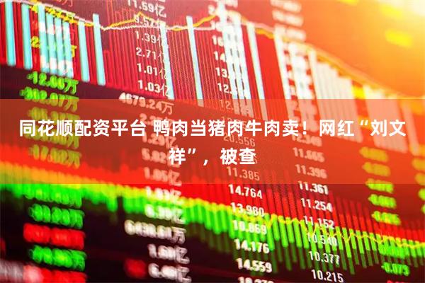 同花顺配资平台 鸭肉当猪肉牛肉卖！网红“刘文祥”，被查
