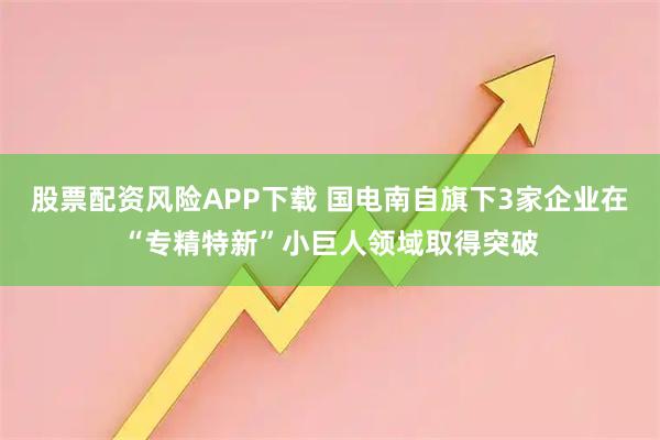股票配资风险APP下载 国电南自旗下3家企业在“专精特新”小巨人领域取得突破